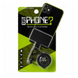 A black and lime green phone lanyard and carabiner set in its original retail blister packaging, branded GOT PHONE? with a demonstration of it attached to a phone case.